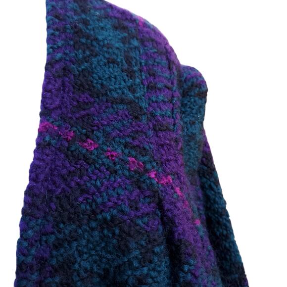 Boyne Valley Weavers Purple Green Wool Poncho Cape Irish Ireland One Size - Picture 4 of 13